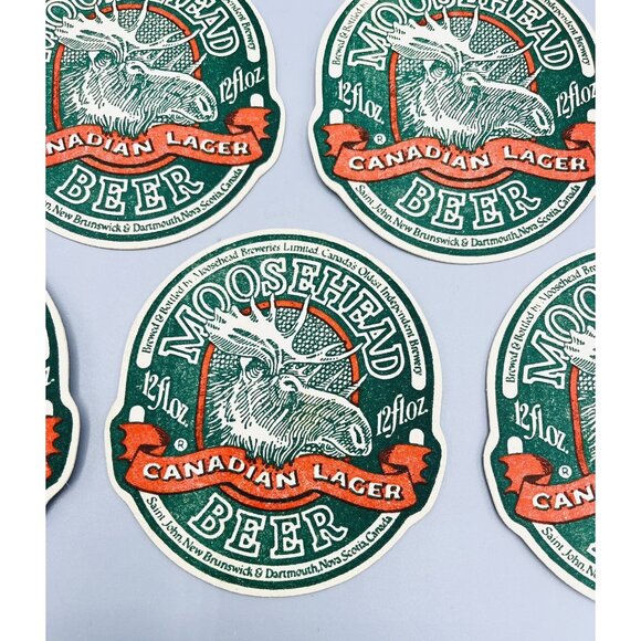 Lot 10 Vintage Moosehead Canadian Lager Beer Coasters Cardboard Barware Brewery - Picture 1 of 5